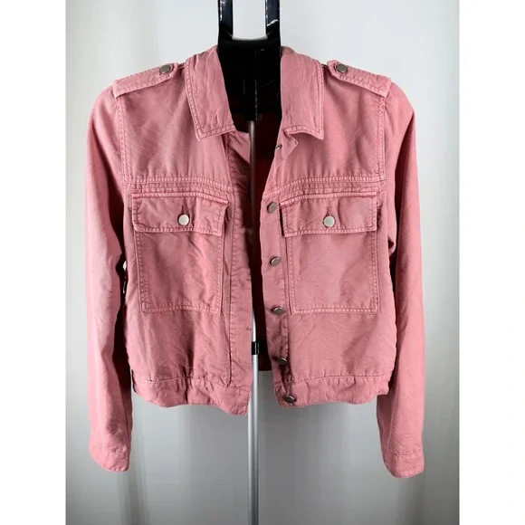 Gap Womens Utility Jacket Pink Dusty Rose Cropped Military Small - Picture 1 of 7
